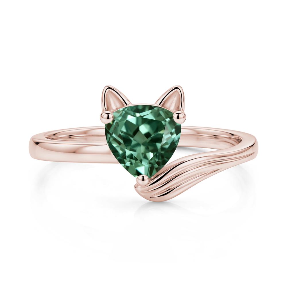 Trillion Cut Sapphire Fox Ring - LUO Jewelry #gemstone_Green Sapphire