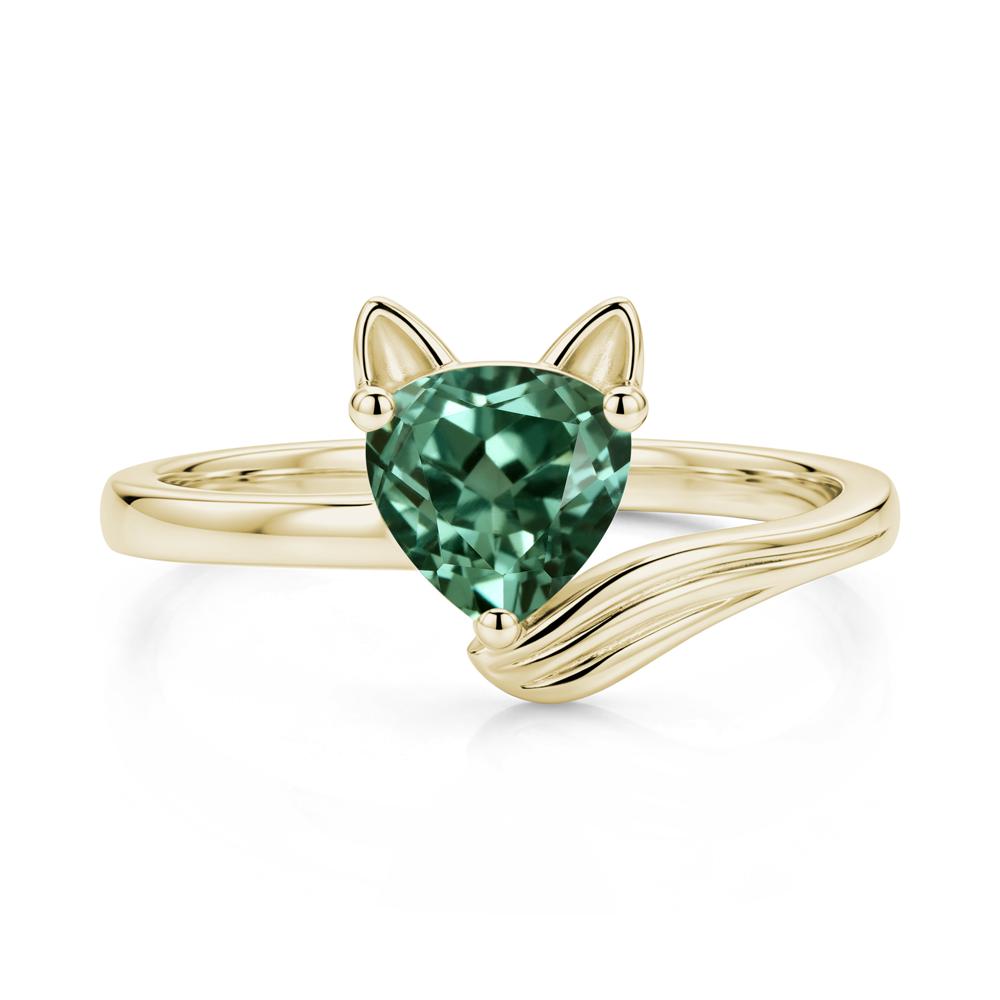 Trillion Cut Sapphire Fox Ring - LUO Jewelry #gemstone_Green Sapphire
