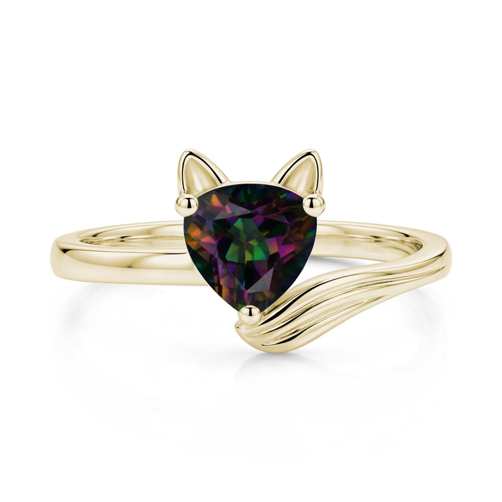 Trillion Cut Sapphire Fox Ring - LUO Jewelry #gemstone_Mystic Topaz
