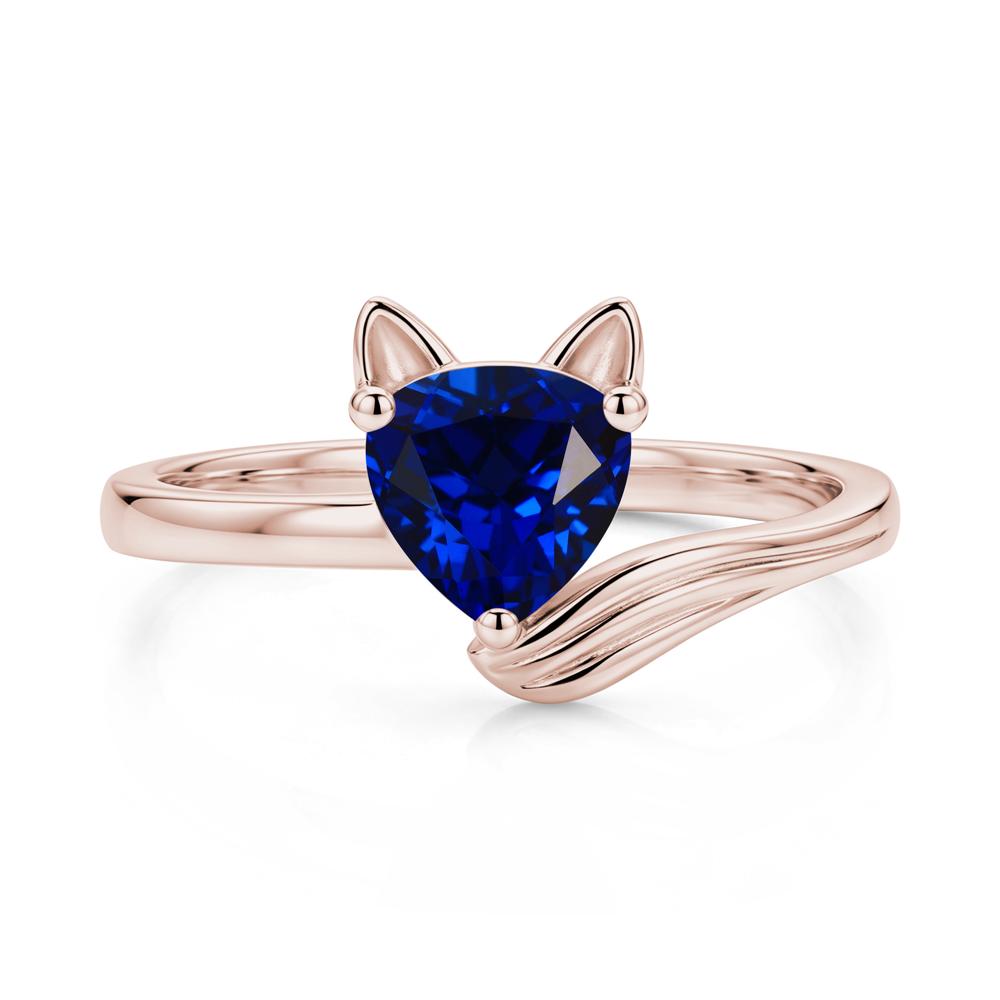 Trillion Cut Sapphire Fox Ring - LUO Jewelry #gemstone_Sapphire