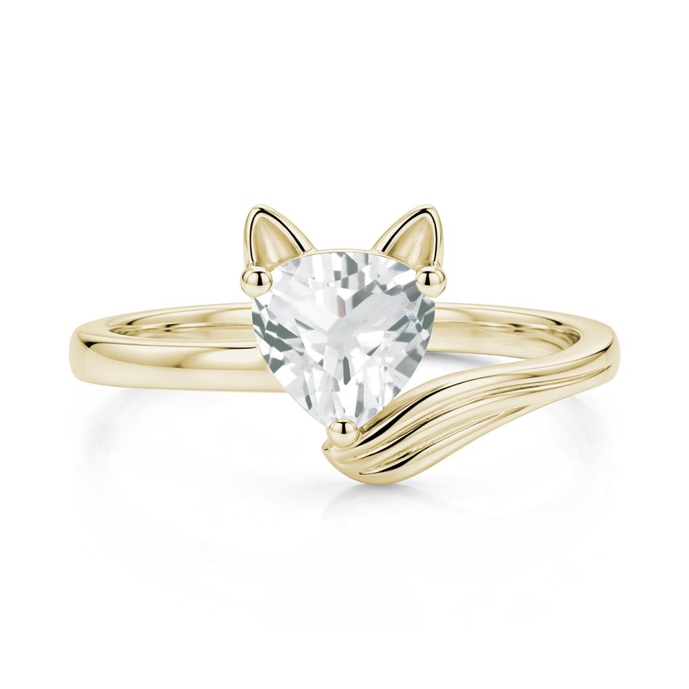 Trillion Cut Sapphire Fox Ring - LUO Jewelry #gemstone_White Topaz