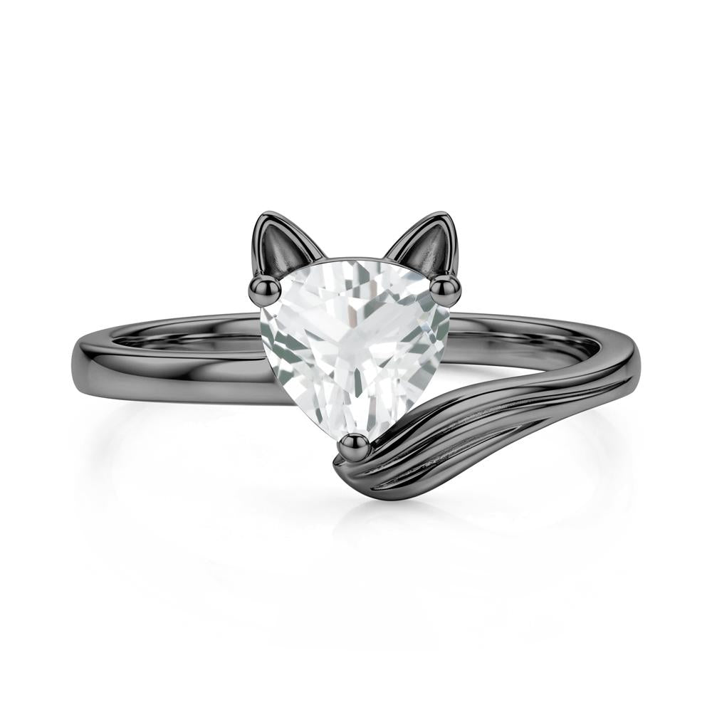 Trillion Cut Sapphire Fox Ring - LUO Jewelry #gemstone_White Topaz