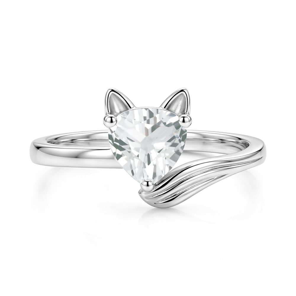 Trillion Cut Sapphire Fox Ring - LUO Jewelry #gemstone_White Topaz