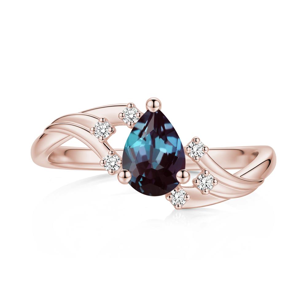 Pear Shaped Tourmaline Cluster Bypass Ring - LUO Jewelry #gemstone_Alexandrite