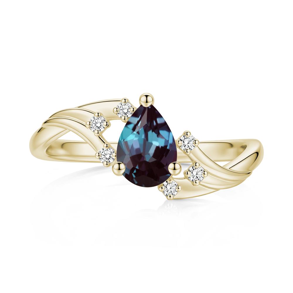 Pear Shaped Tourmaline Cluster Bypass Ring - LUO Jewelry #gemstone_Alexandrite