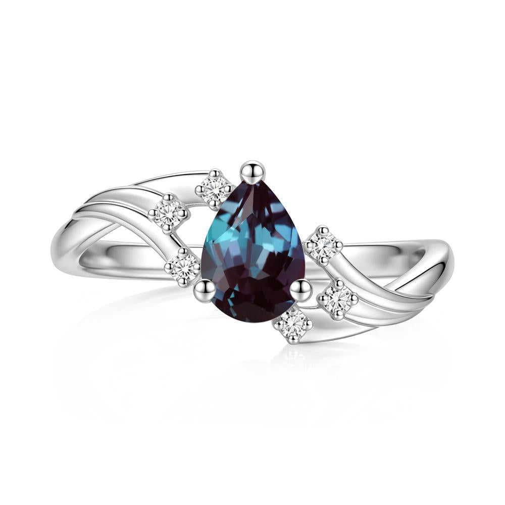 Pear Shaped Tourmaline Cluster Bypass Ring - LUO Jewelry #gemstone_Alexandrite