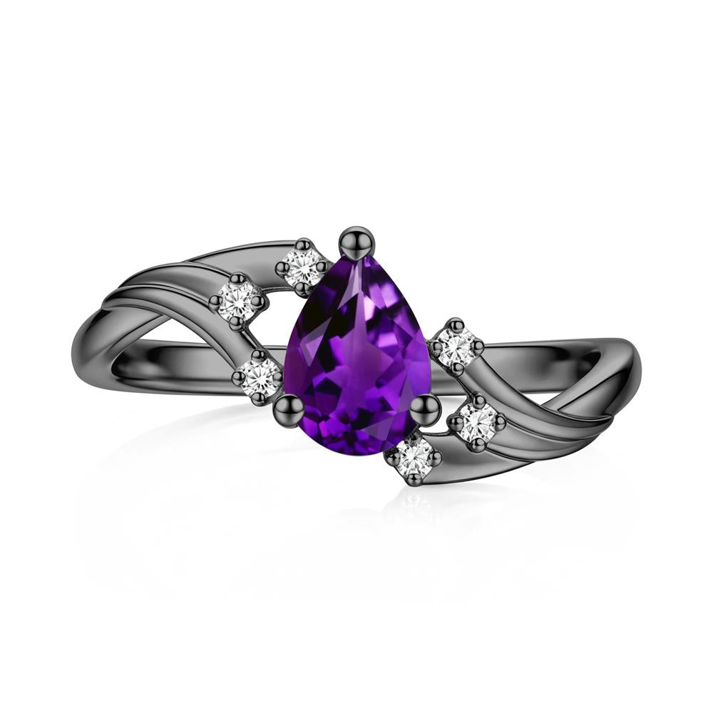 Pear Shaped Tourmaline Cluster Bypass Ring - LUO Jewelry #gemstone_Amethyst