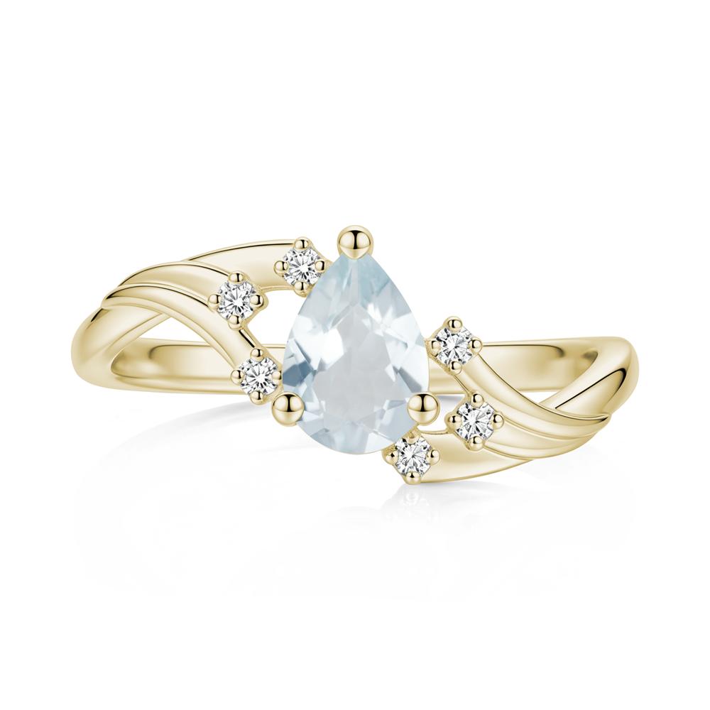 Pear Shaped Tourmaline Cluster Bypass Ring - LUO Jewelry #gemstone_Aquamarine