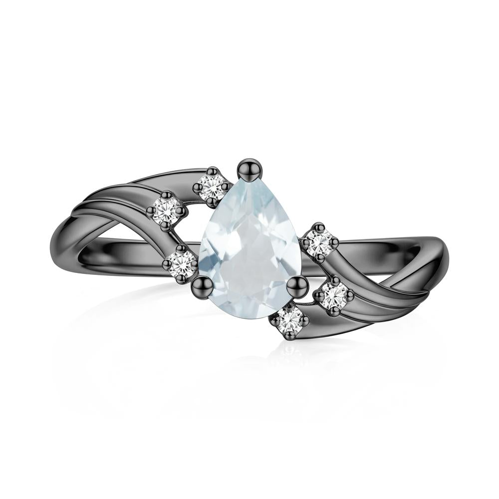 Pear Shaped Tourmaline Cluster Bypass Ring - LUO Jewelry #gemstone_Aquamarine