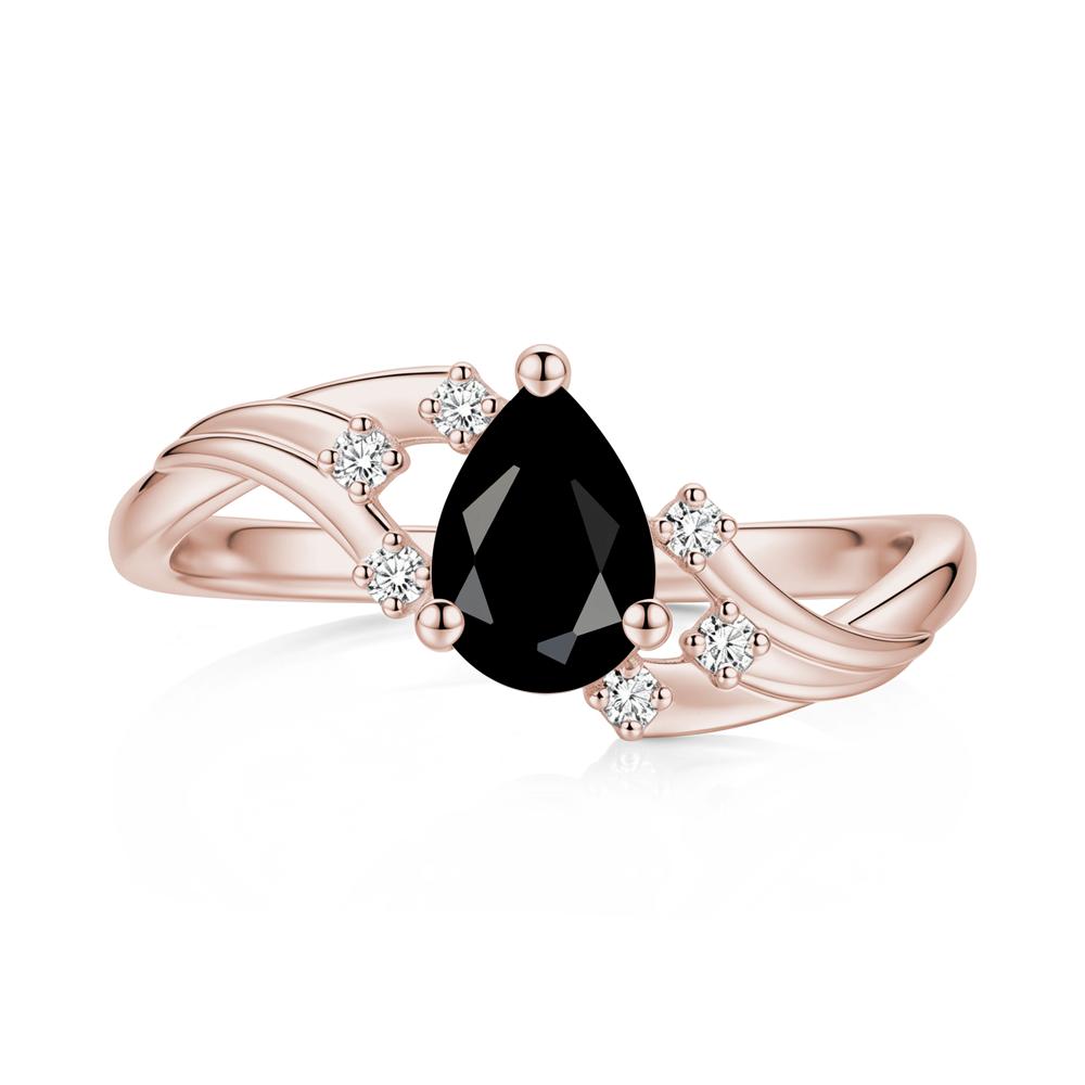 Pear Shaped Tourmaline Cluster Bypass Ring - LUO Jewelry #gemstone_Black Spinel