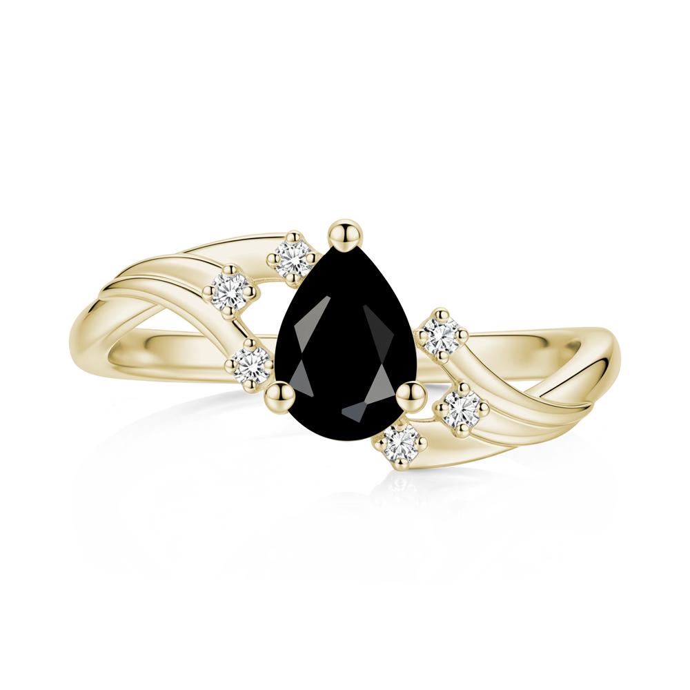 Pear Shaped Tourmaline Cluster Bypass Ring - LUO Jewelry #gemstone_Black Spinel