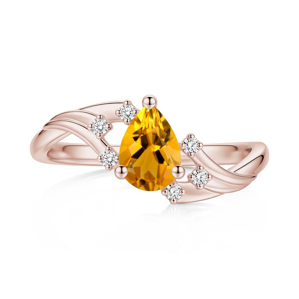 Pear Shaped Tourmaline Cluster Bypass Ring - LUO Jewelry #gemstone_Citrine