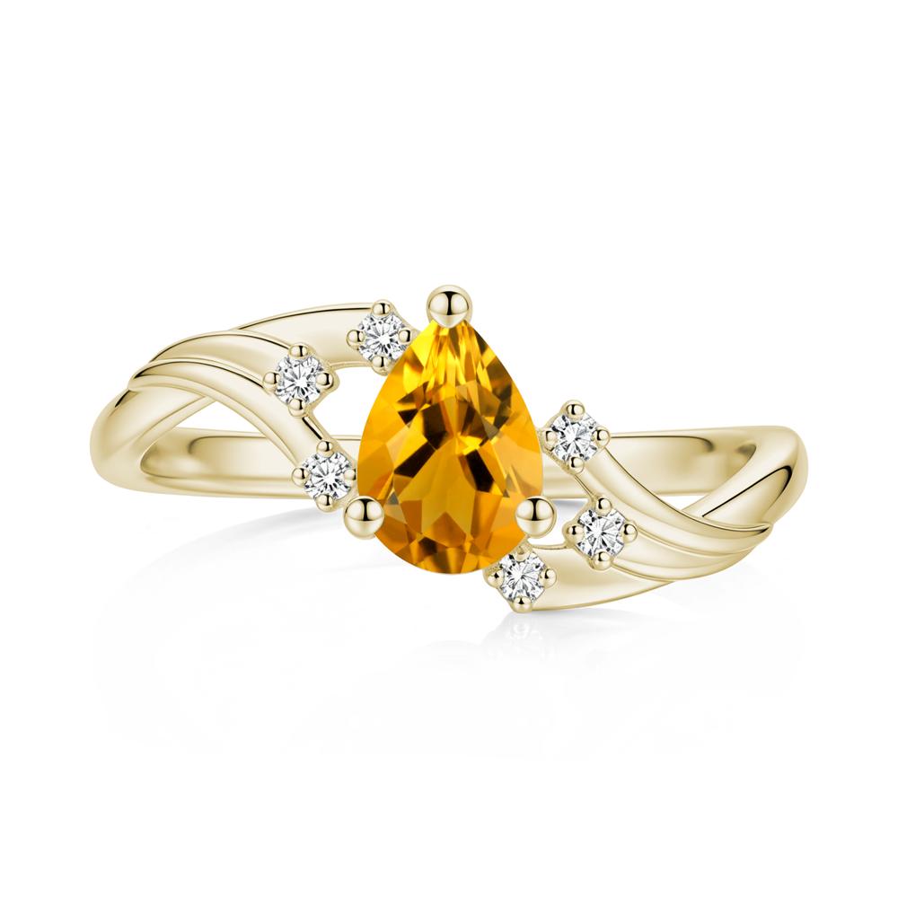 Pear Shaped Tourmaline Cluster Bypass Ring - LUO Jewelry #gemstone_Citrine