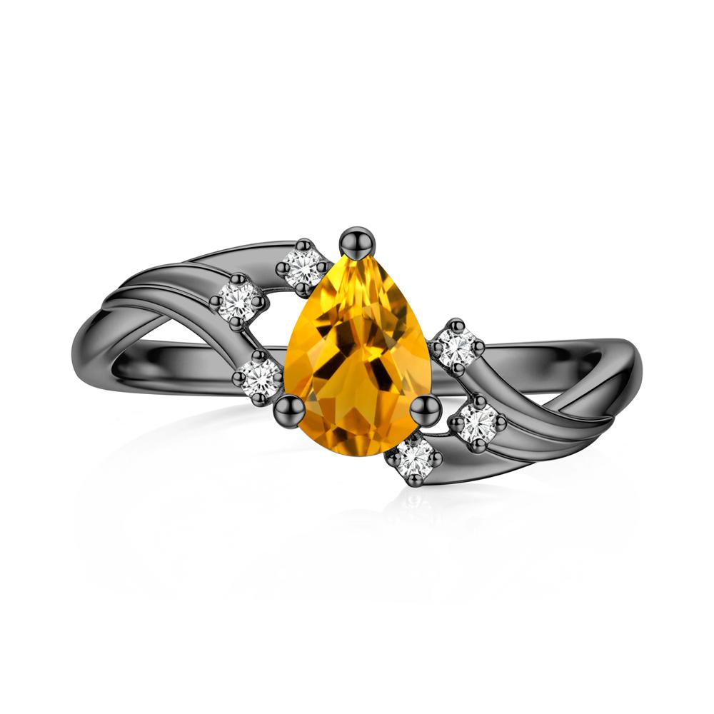 Pear Shaped Tourmaline Cluster Bypass Ring - LUO Jewelry #gemstone_Citrine