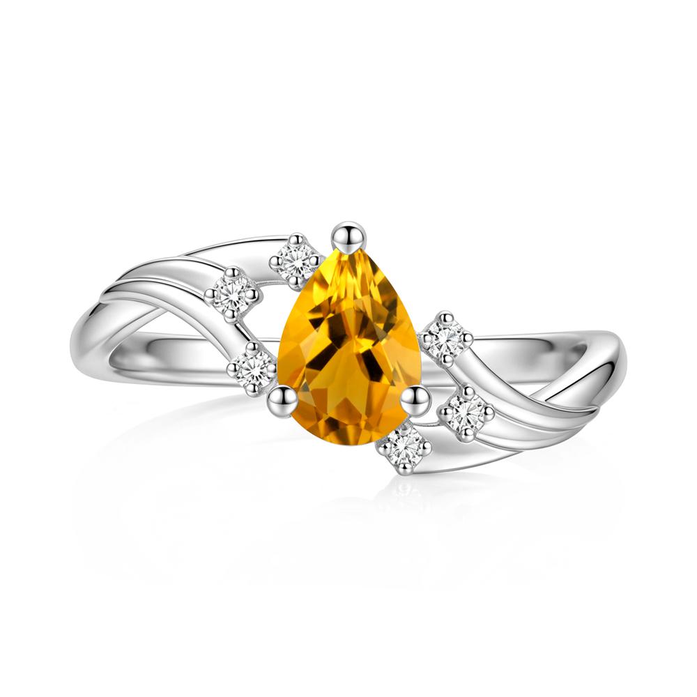 Pear Shaped Tourmaline Cluster Bypass Ring - LUO Jewelry #gemstone_Citrine