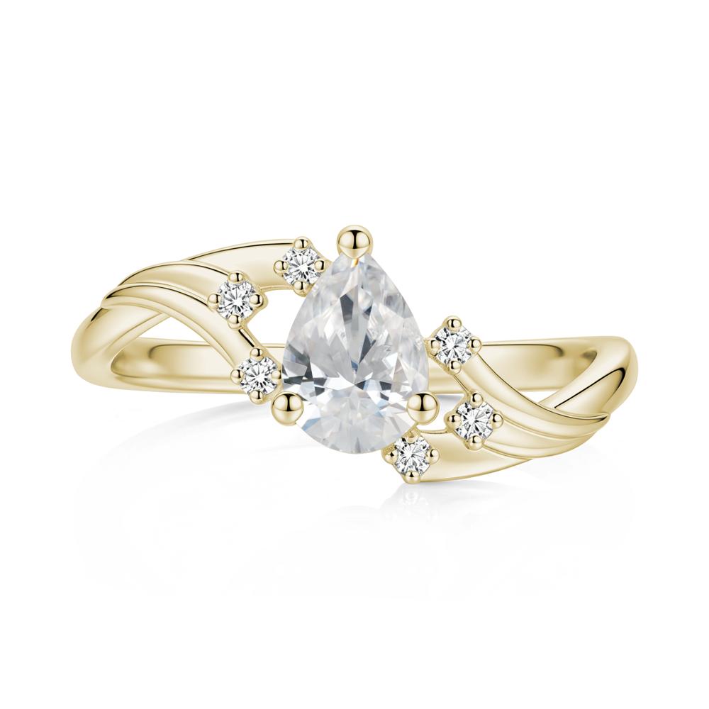 Pear Shaped Tourmaline Cluster Bypass Ring - LUO Jewelry #gemstone_Cubic Zirconia