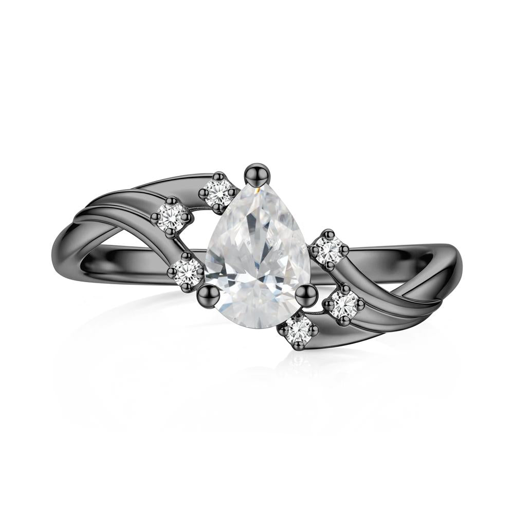 Pear Shaped Tourmaline Cluster Bypass Ring - LUO Jewelry #gemstone_Cubic Zirconia