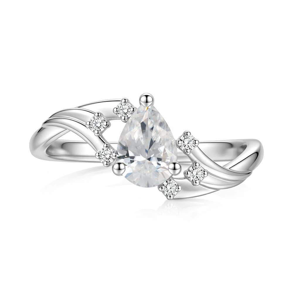 Pear Shaped Tourmaline Cluster Bypass Ring - LUO Jewelry #gemstone_Cubic Zirconia