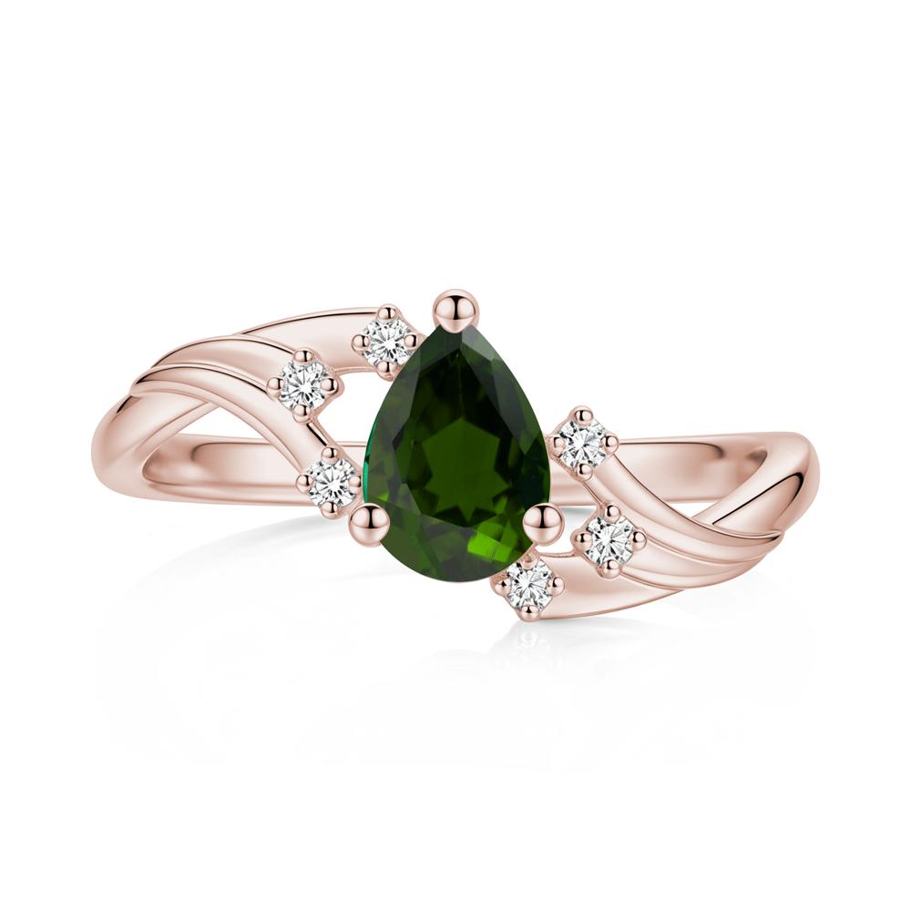 Pear Shaped Tourmaline Cluster Bypass Ring - LUO Jewelry #gemstone_Diopside