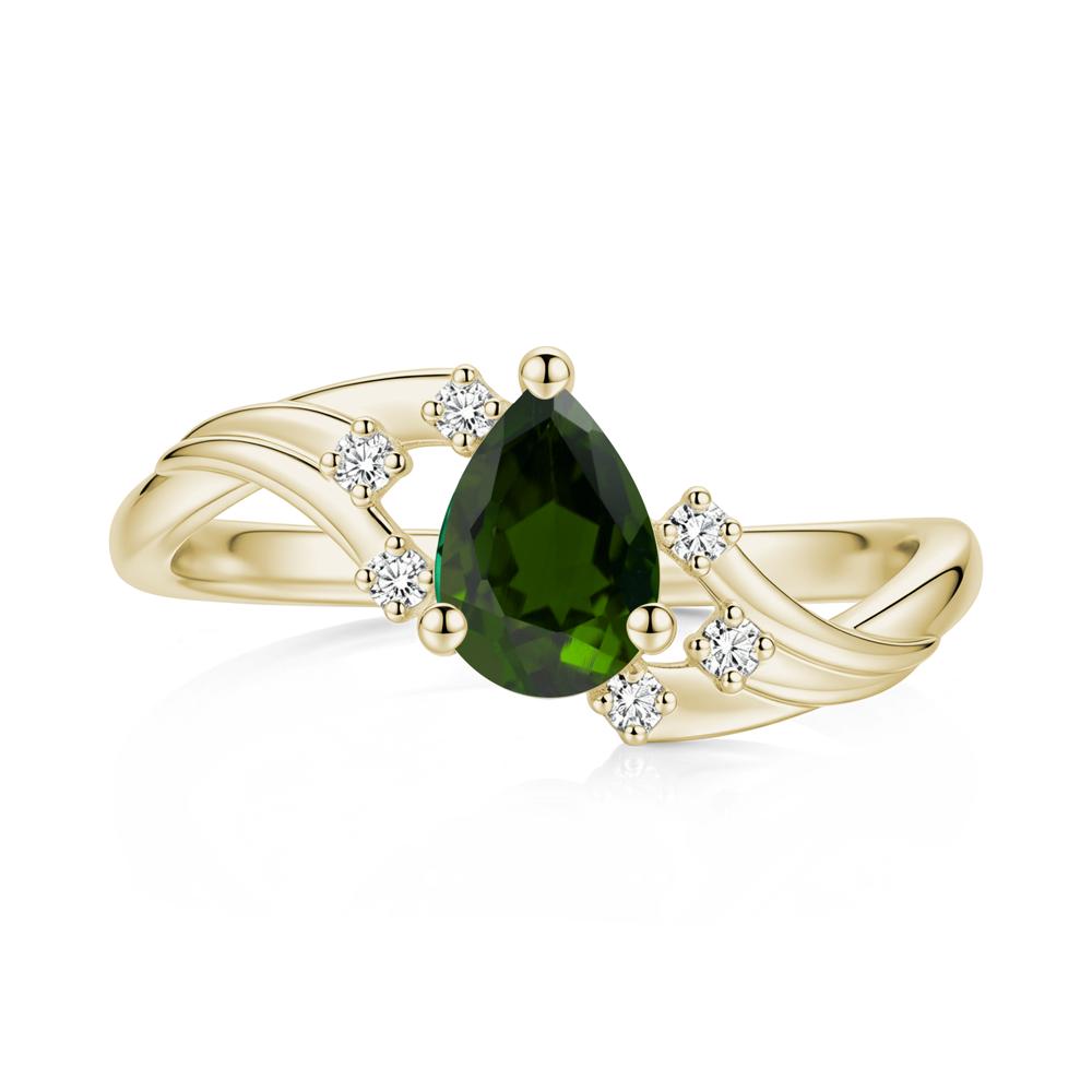 Pear Shaped Tourmaline Cluster Bypass Ring - LUO Jewelry #gemstone_Diopside