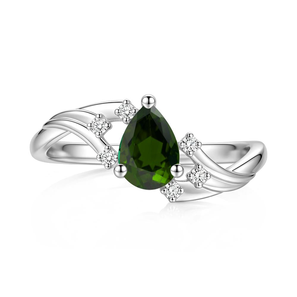 Pear Shaped Tourmaline Cluster Bypass Ring - LUO Jewelry #gemstone_Diopside