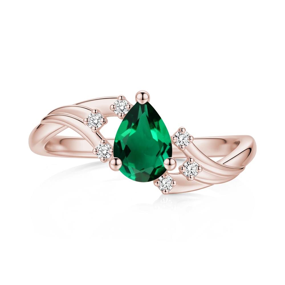 Pear Shaped Tourmaline Cluster Bypass Ring - LUO Jewelry #gemstone_Emerald
