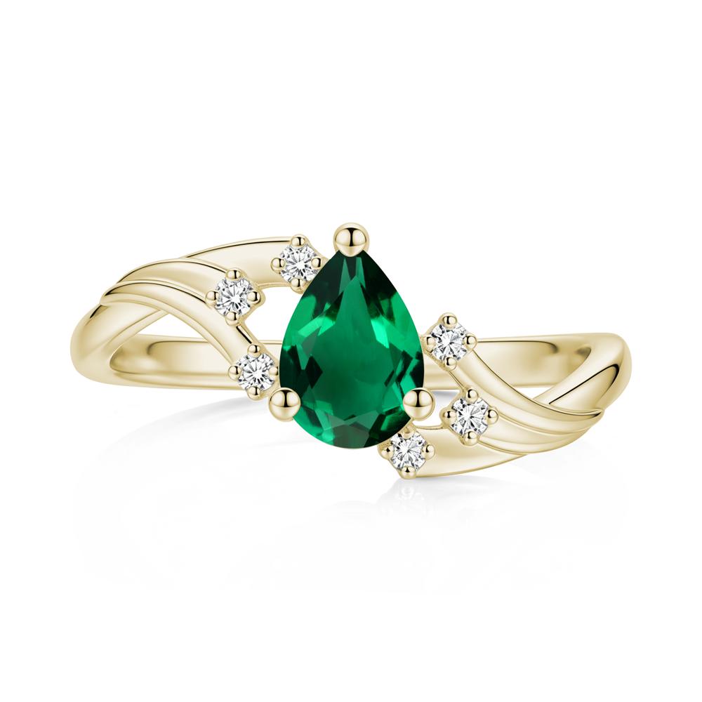 Pear Shaped Tourmaline Cluster Bypass Ring - LUO Jewelry #gemstone_Emerald