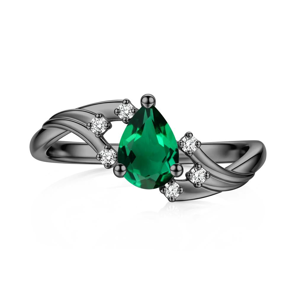 Pear Shaped Tourmaline Cluster Bypass Ring - LUO Jewelry #gemstone_Emerald