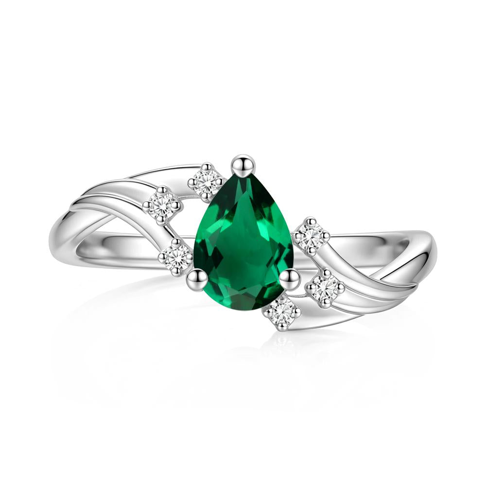 Pear Shaped Tourmaline Cluster Bypass Ring - LUO Jewelry #gemstone_Emerald