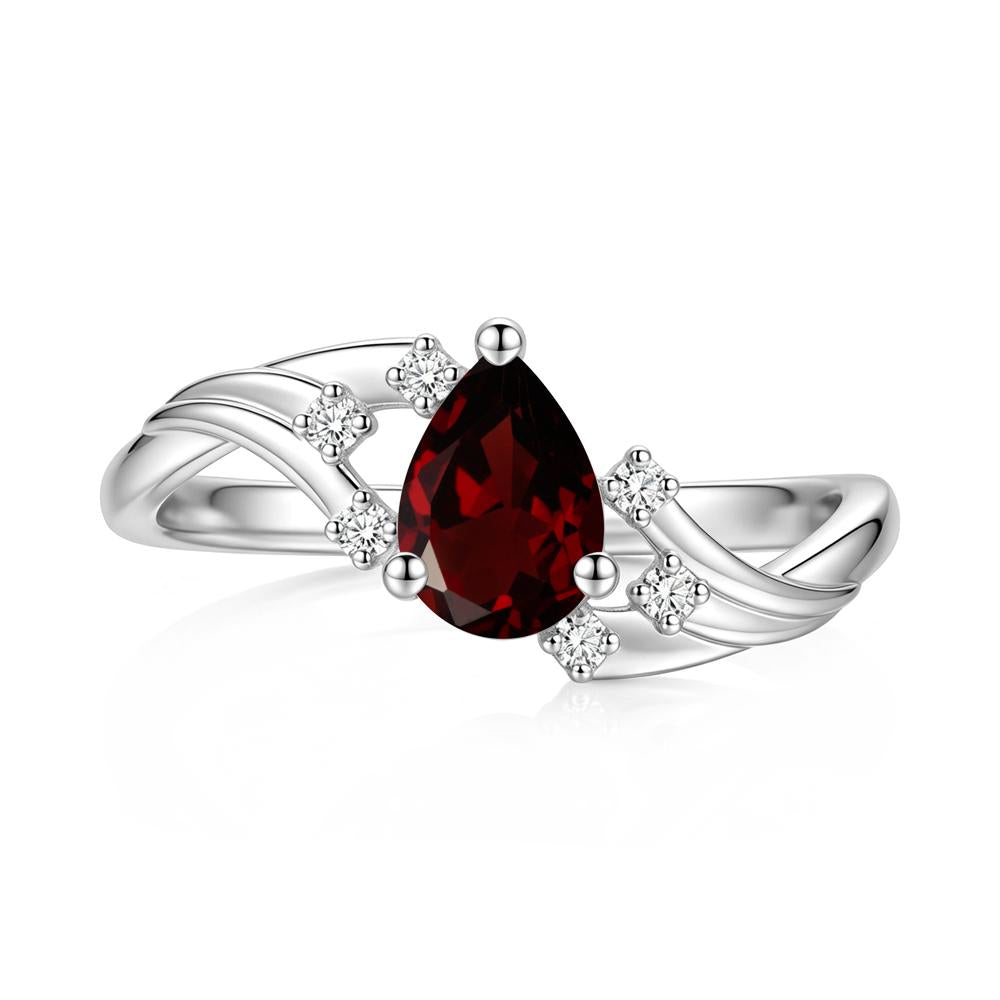 Pear Shaped Tourmaline Cluster Bypass Ring - LUO Jewelry #gemstone_Garnet