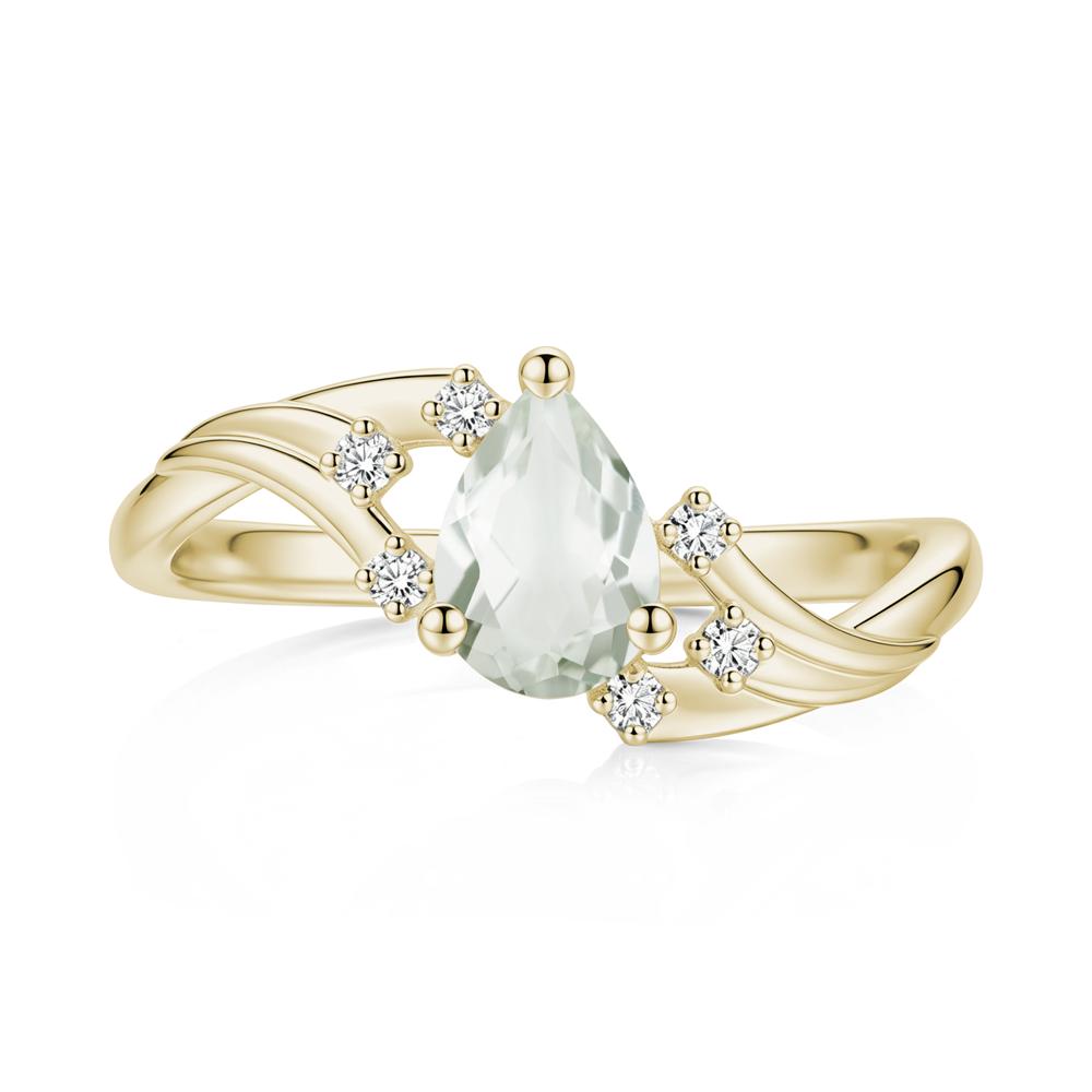 Pear Shaped Tourmaline Cluster Bypass Ring - LUO Jewelry #gemstone_Green Amethyst