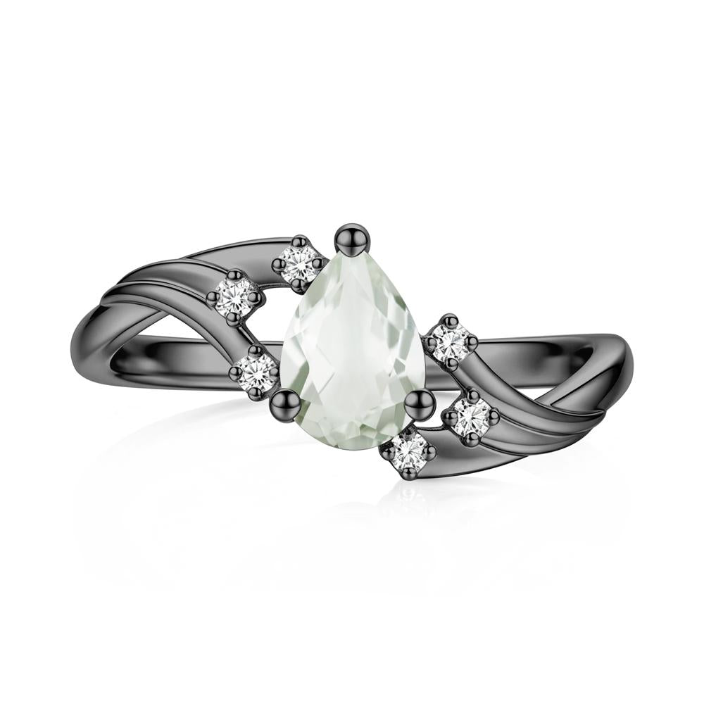 Pear Shaped Tourmaline Cluster Bypass Ring - LUO Jewelry #gemstone_Green Amethyst