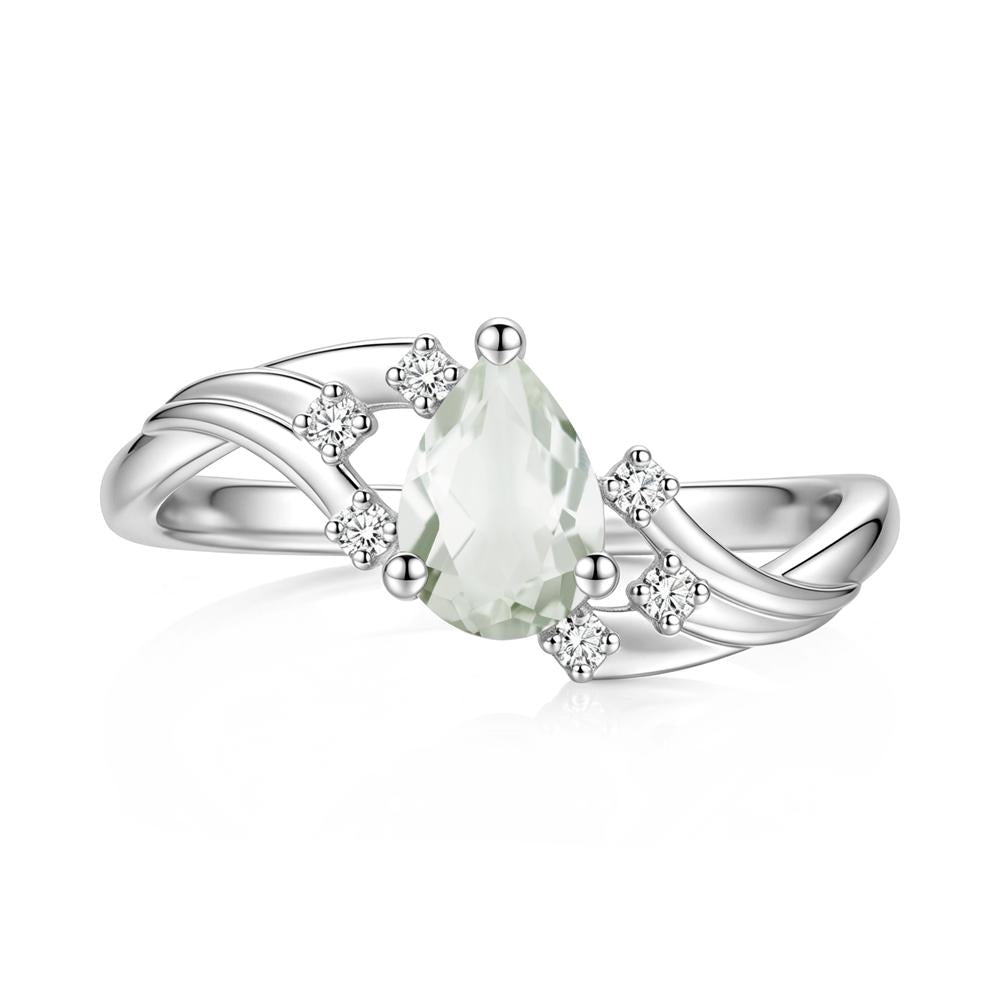 Pear Shaped Tourmaline Cluster Bypass Ring - LUO Jewelry #gemstone_Green Amethyst