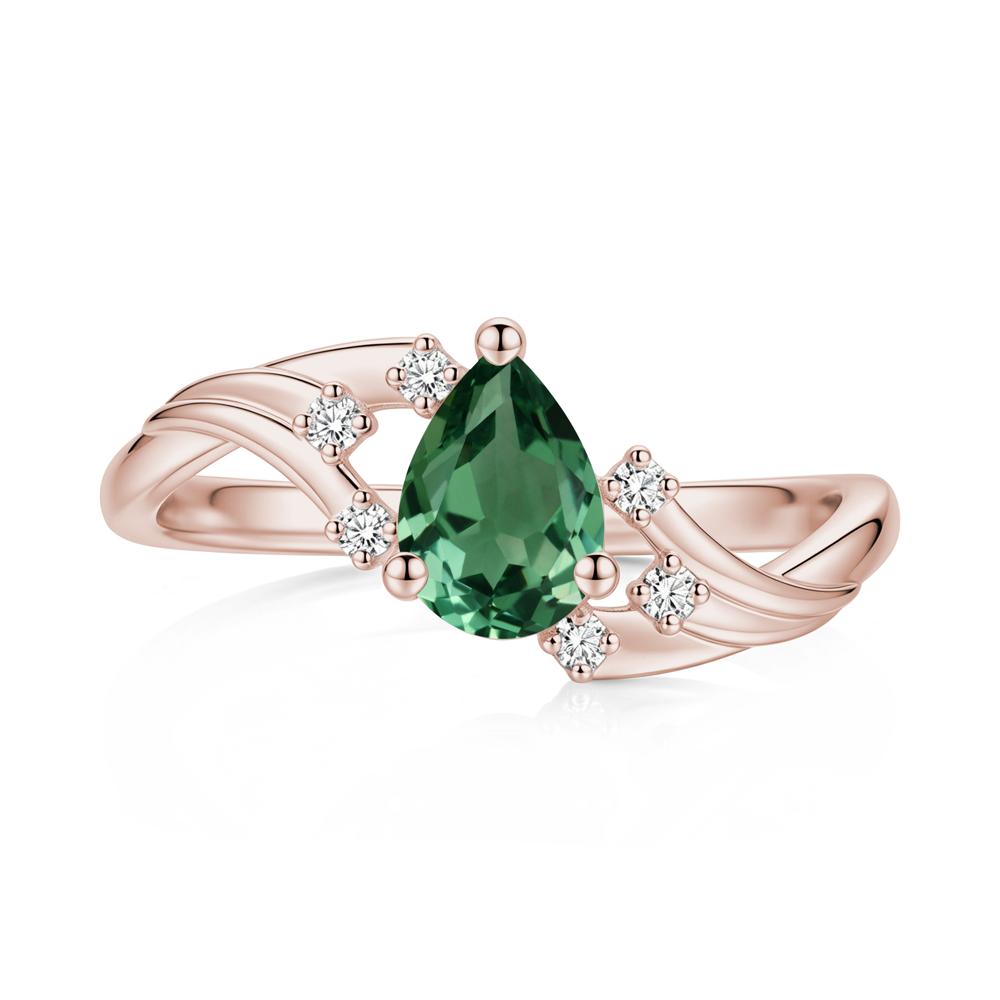 Pear Shaped Tourmaline Cluster Bypass Ring - LUO Jewelry #gemstone_Green Sapphire