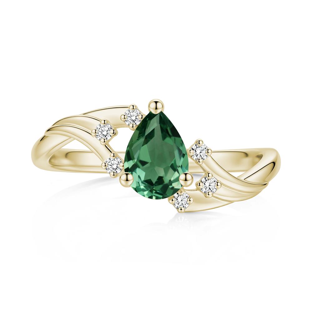 Pear Shaped Tourmaline Cluster Bypass Ring - LUO Jewelry #gemstone_Green Sapphire