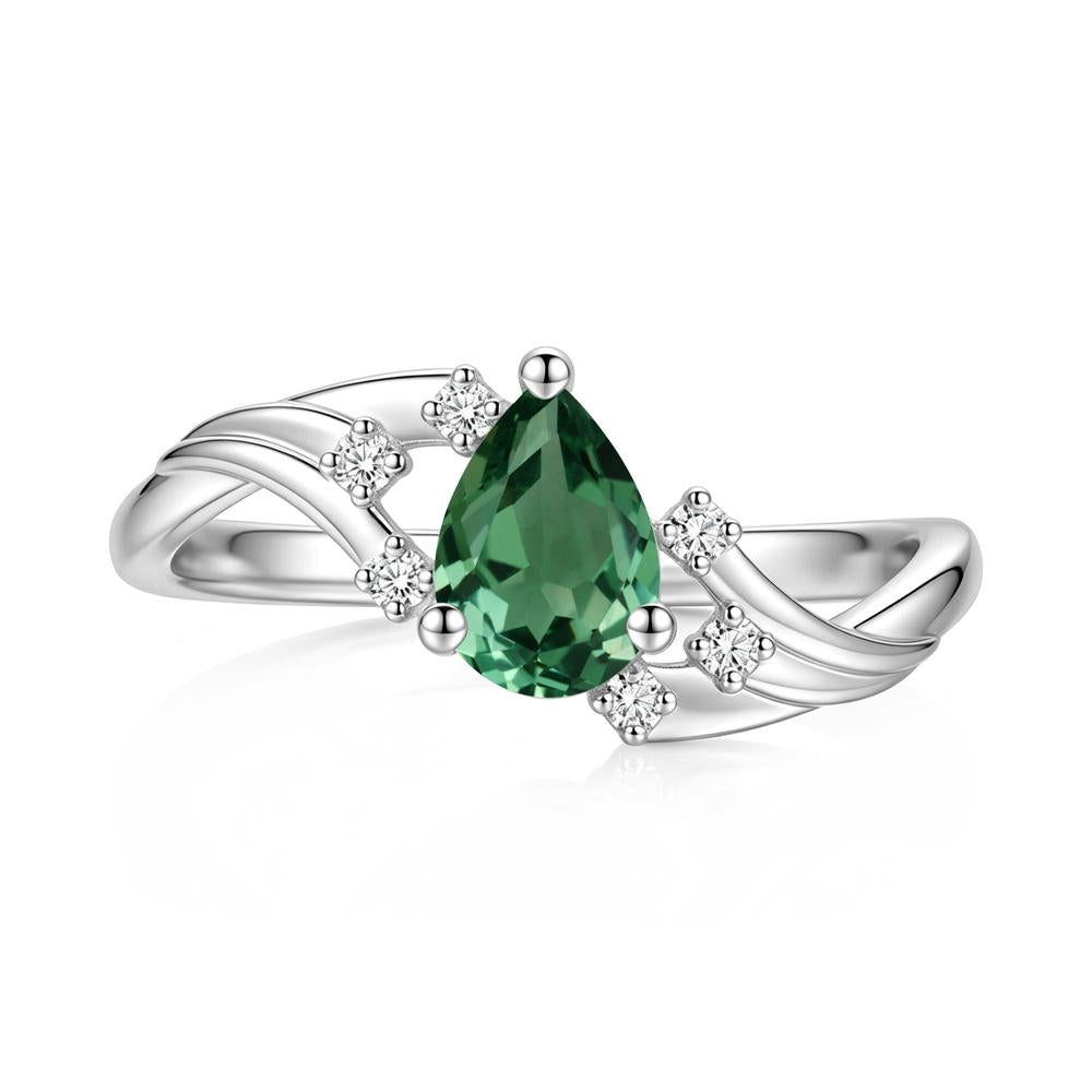 Pear Shaped Tourmaline Cluster Bypass Ring - LUO Jewelry #gemstone_Green Sapphire