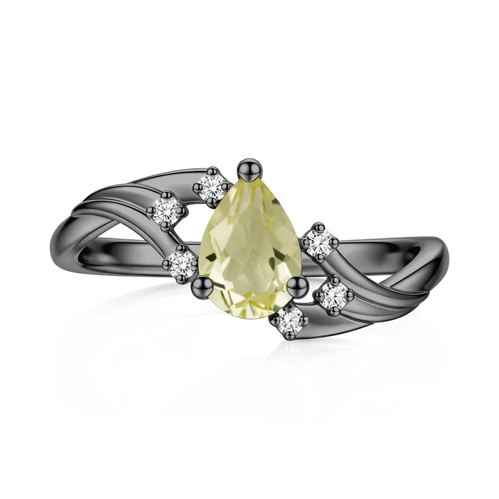 Pear Shaped Tourmaline Cluster Bypass Ring - LUO Jewelry #gemstone_Lemon Quartz