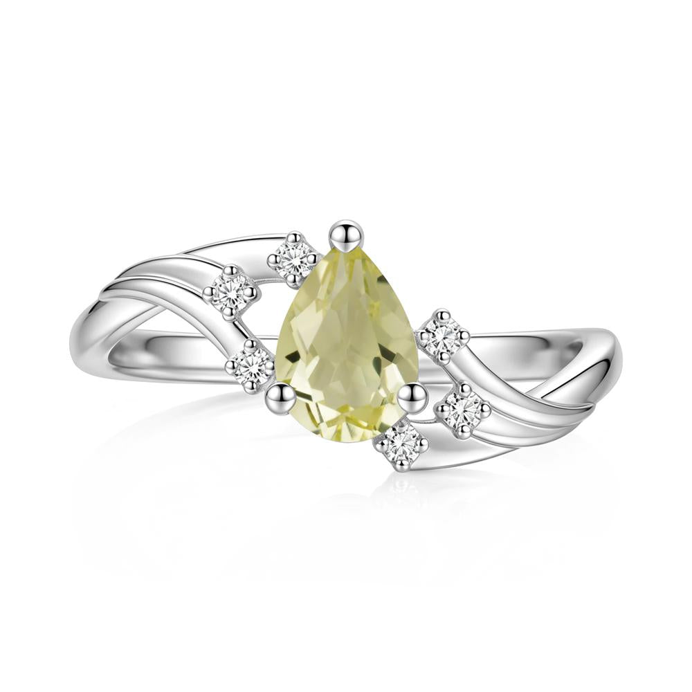 Pear Shaped Tourmaline Cluster Bypass Ring - LUO Jewelry #gemstone_Lemon Quartz