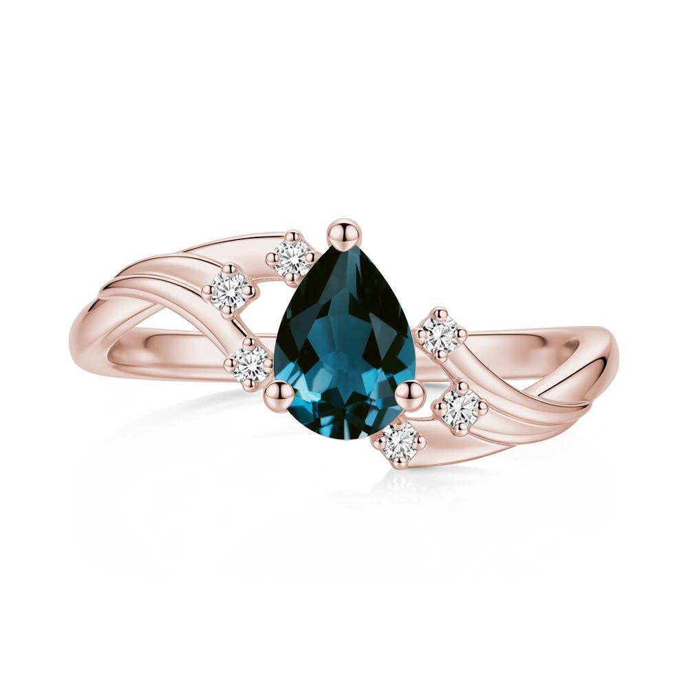 Pear Shaped Tourmaline Cluster Bypass Ring - LUO Jewelry #gemstone_London Blue Topaz