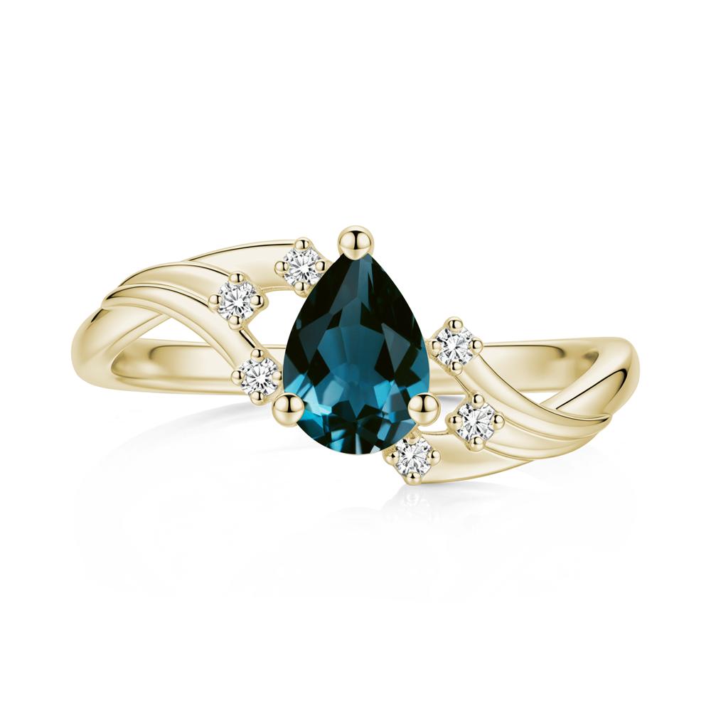 Pear Shaped Tourmaline Cluster Bypass Ring - LUO Jewelry #gemstone_London Blue Topaz