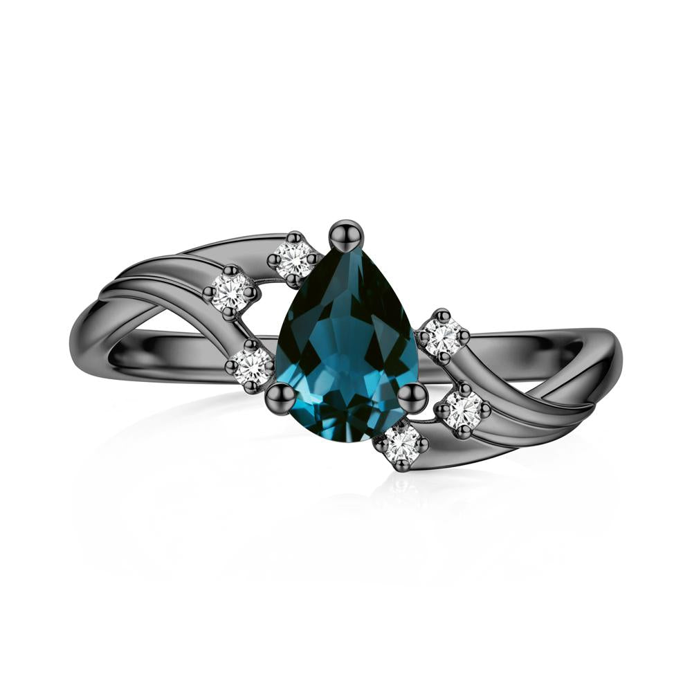 Pear Shaped Tourmaline Cluster Bypass Ring - LUO Jewelry #gemstone_London Blue Topaz