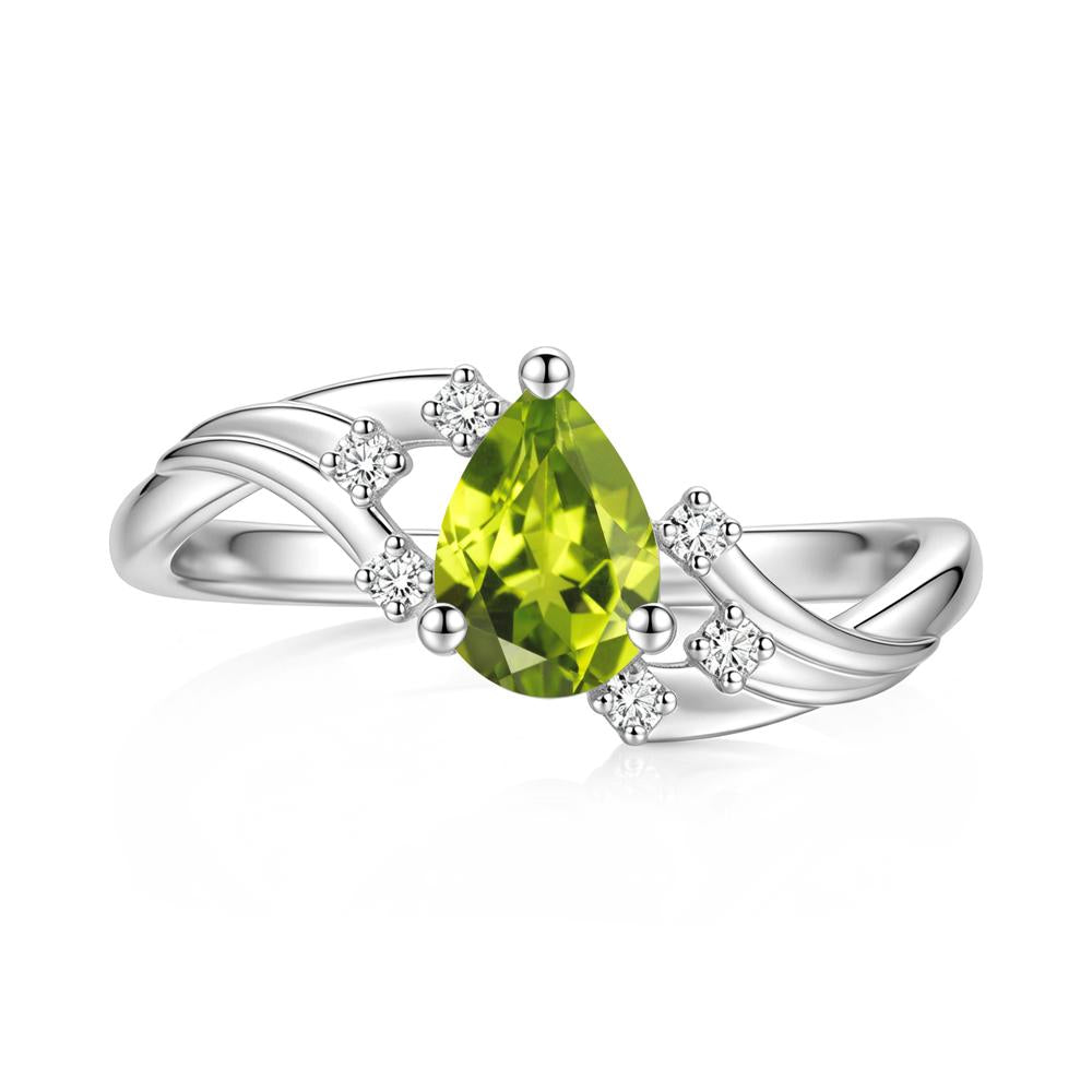 Pear Shaped Tourmaline Cluster Bypass Ring - LUO Jewelry #gemstone_Peridot