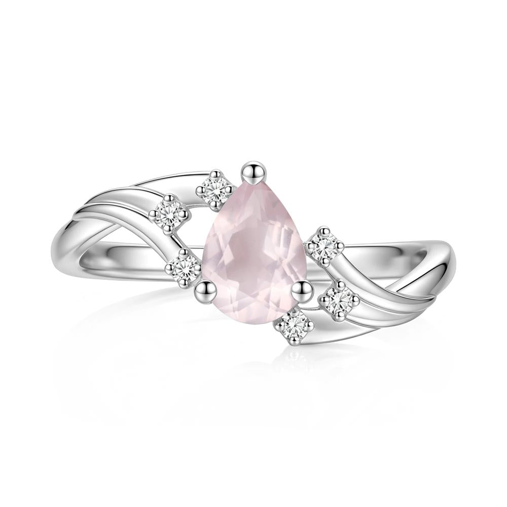 Pear Shaped Tourmaline Cluster Bypass Ring - LUO Jewelry #gemstone_Rose Quartz