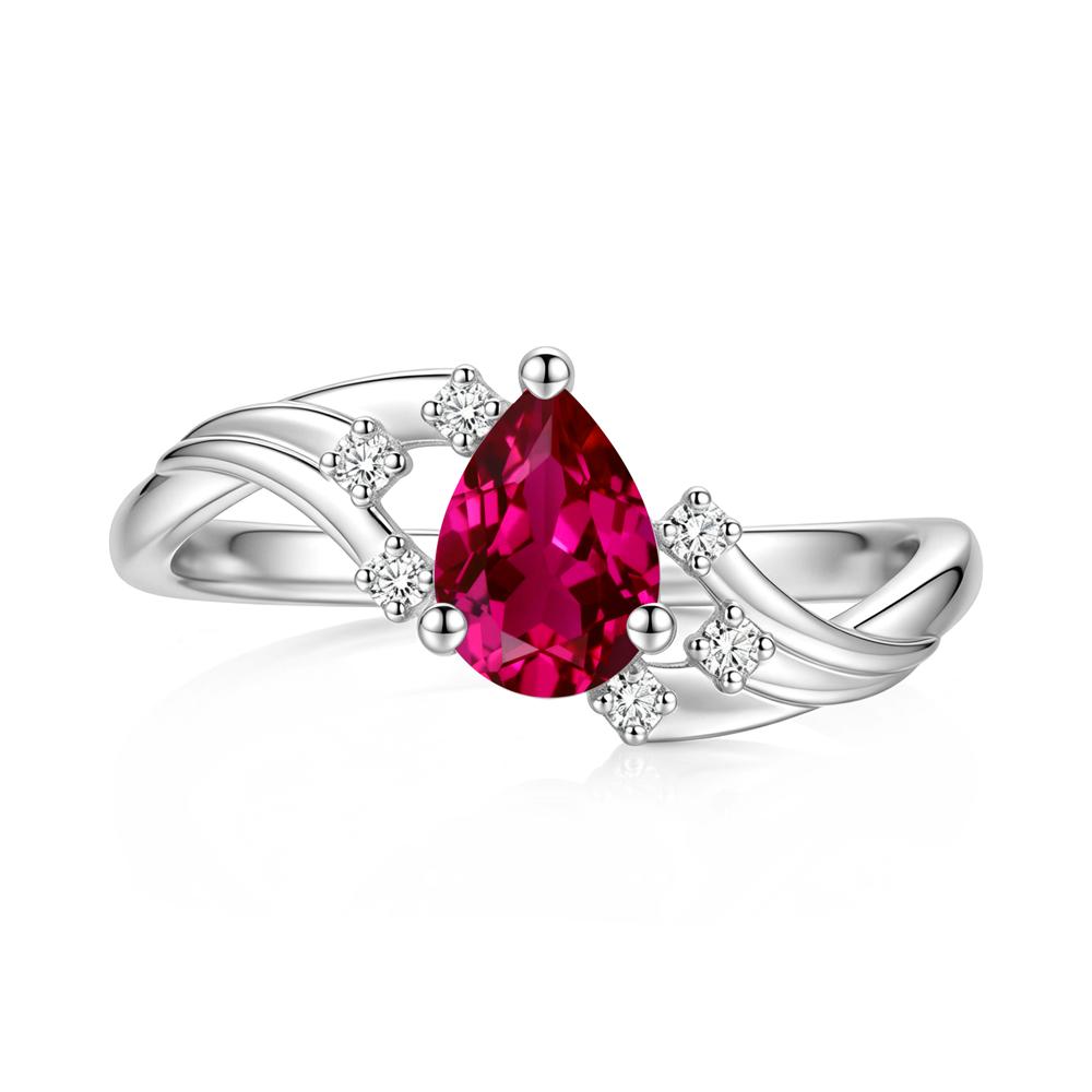 Pear Shaped Tourmaline Cluster Bypass Ring - LUO Jewelry #gemstone_Ruby
