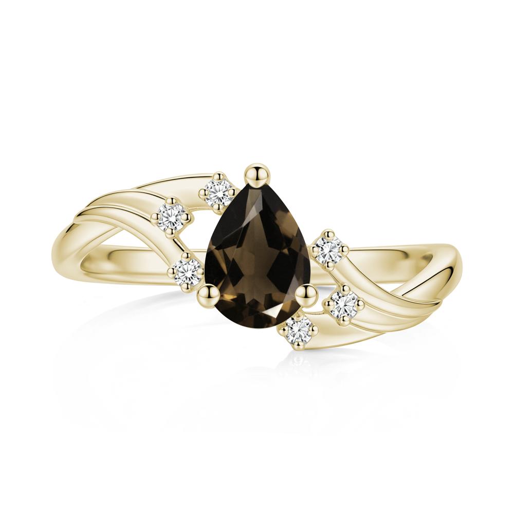 Pear Shaped Tourmaline Cluster Bypass Ring - LUO Jewelry #gemstone_Smoky Quartz