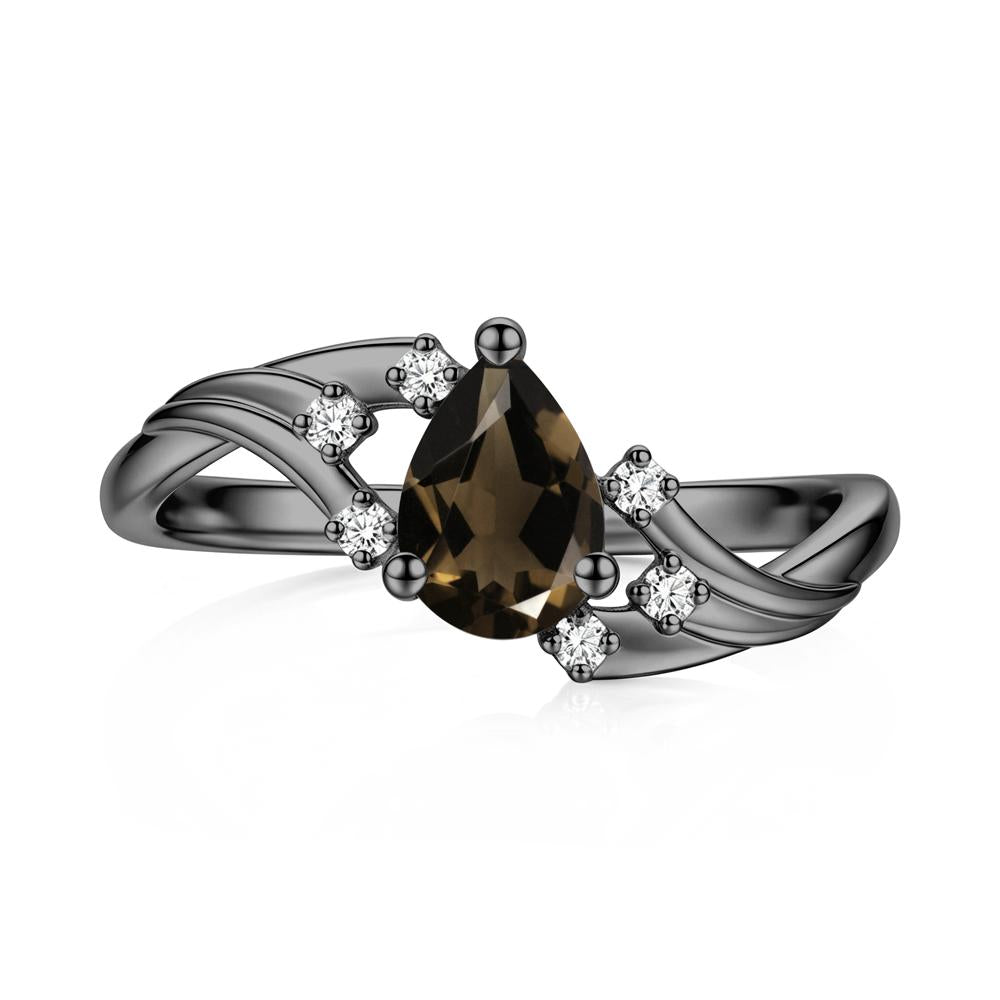 Pear Shaped Tourmaline Cluster Bypass Ring - LUO Jewelry #gemstone_Smoky Quartz