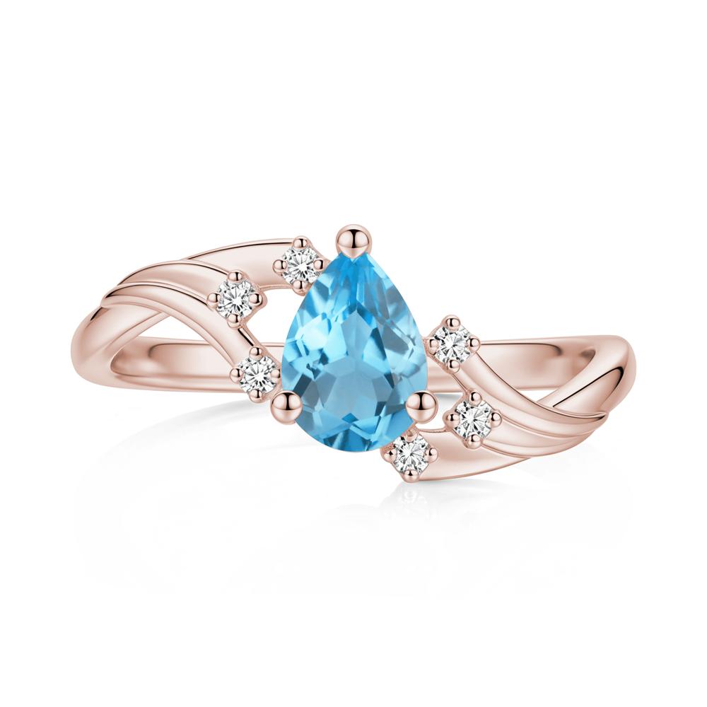 Pear Shaped Tourmaline Cluster Bypass Ring - LUO Jewelry #gemstone_Swiss Blue Topaz