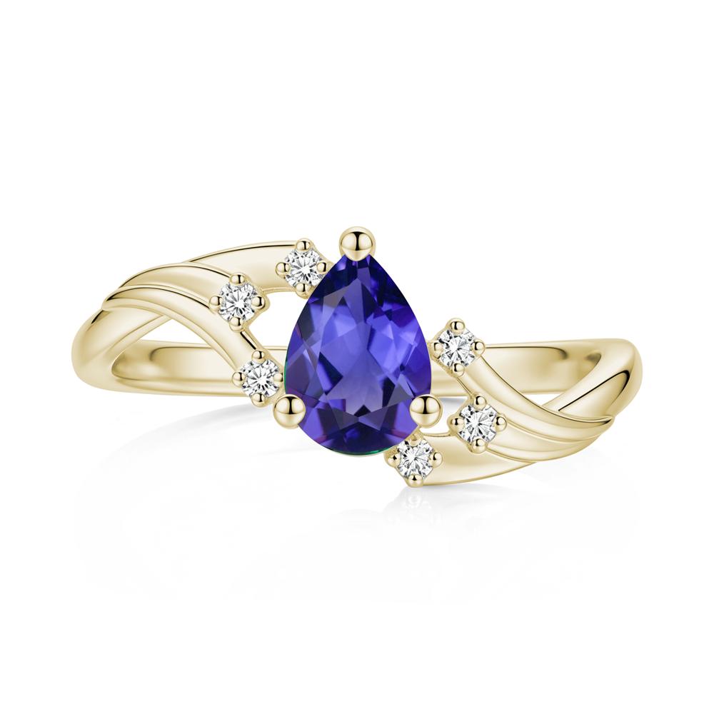 Pear Shaped Tourmaline Cluster Bypass Ring - LUO Jewelry #gemstone_Tanzanite