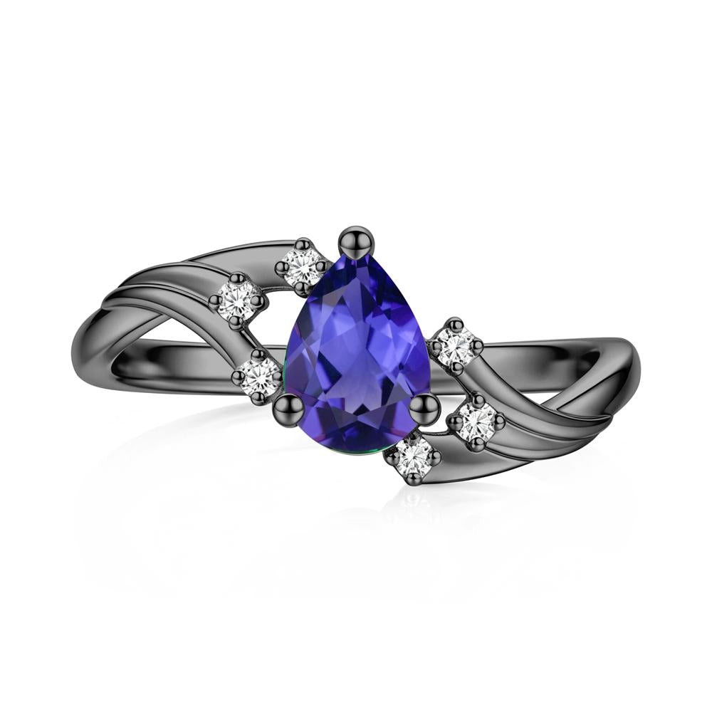 Pear Shaped Tourmaline Cluster Bypass Ring - LUO Jewelry #gemstone_Tanzanite