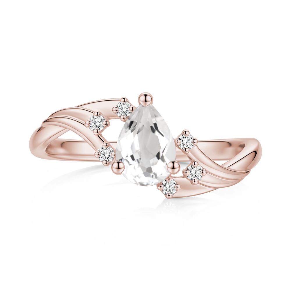 Pear Shaped Tourmaline Cluster Bypass Ring - LUO Jewelry #gemstone_White Topaz